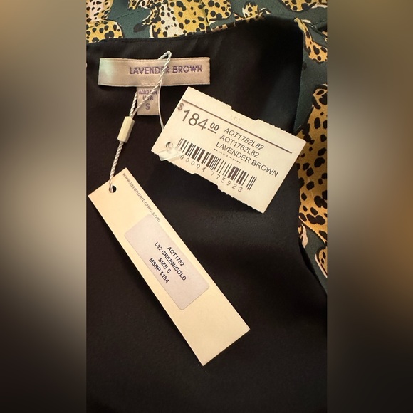 Lavender Brown silky Leopard print and green belted romper - Picture 7 of 8